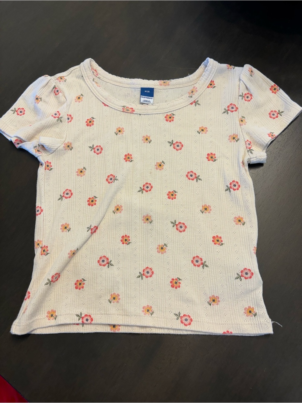 Girls' Cream Floral Short-Sleeve Tee